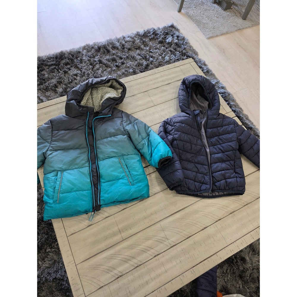 Boys Ombre Sherpa Lined‎ Puffer and Navy Lightweight Jacket Bundle 3t boys